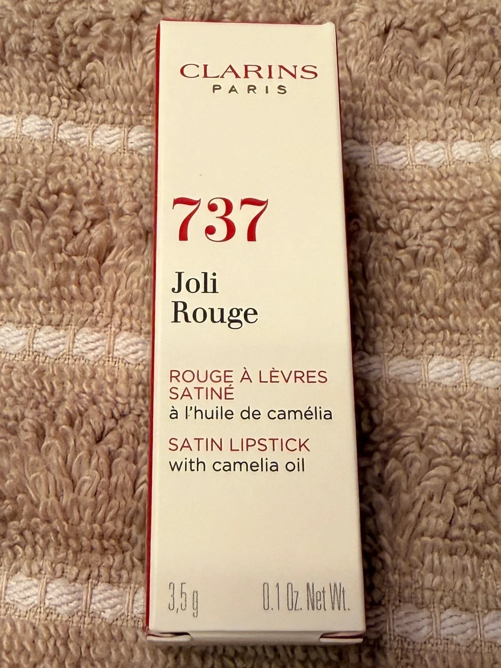 NIB Clarin’s Joli Rouge Satin Lipstick 737 Spicy Cinnamon 0.1 oz